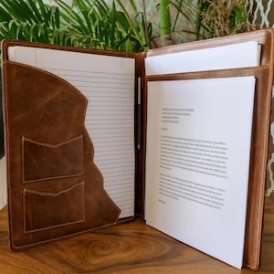 Portfolio Leather Suede Handmade: Boot Stitch Presentation Folder, Office Desk Organiser