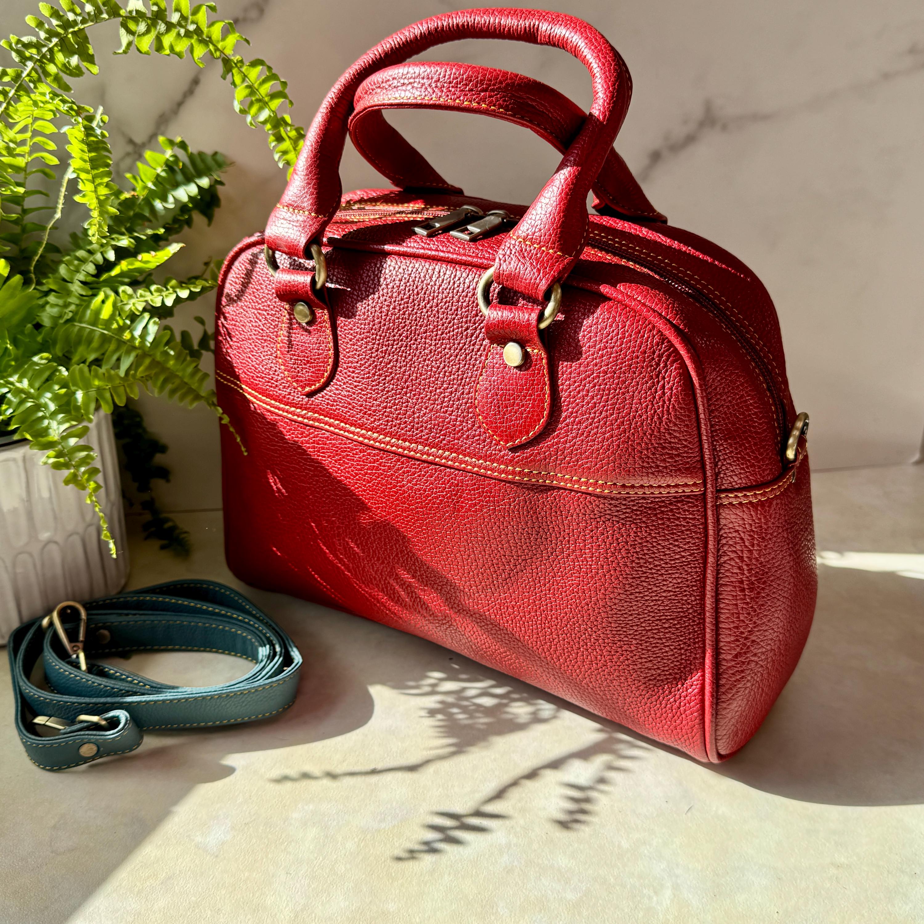 Vintage Leather Boston Bag - Etsy