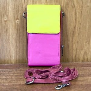 Leather Phone Bag Women | Phone Cross Body Bag | Phone Purse Bag | Cross Body Phone Bag | Upcycled Coloured Leather | Handmade Eco Friendly