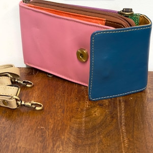 Bolso de cuero para teléfono / Bolso bandolera para teléfono / Bolso tipo cartera para teléfono / Bolso bandolera para teléfono / Hecho a mano y ecológico / Cuero reciclado