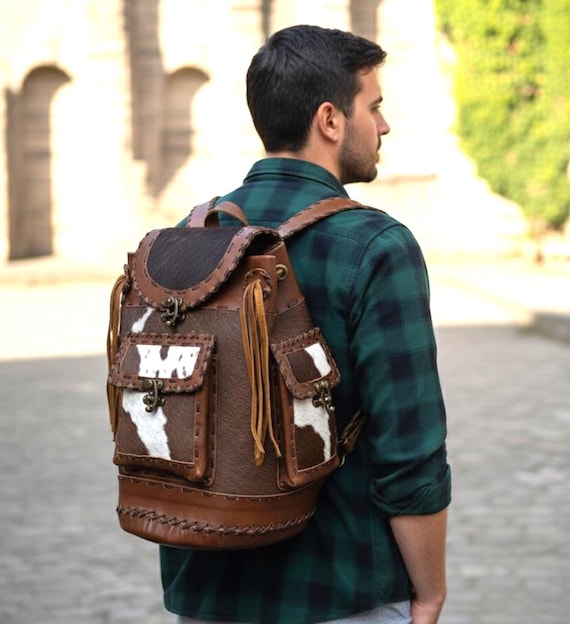 Cowhide Fringe Backpack Cowhide Fringe Backpack, Western Leather Diaper Bag - Etsy main image 2