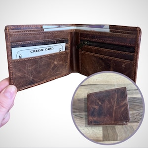 Herren Geldbörse aus Leder | Schlanke Leder Geldbörse | Bi-Fold Geldbörse | Leder Kartenetui | Braune Leder Geldbörse | Geschenk für Ihn | Trauzeuge Geschenk