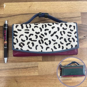 Handcrafted Recycled Leather & Animal Print Top Handle Purse
