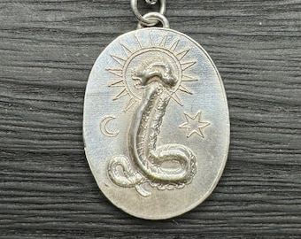 Demiurge Lion Headed Serpent Pendant in Sterling Silver or Bronze