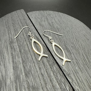 Sterling Silver Ichthys Fish Earrings