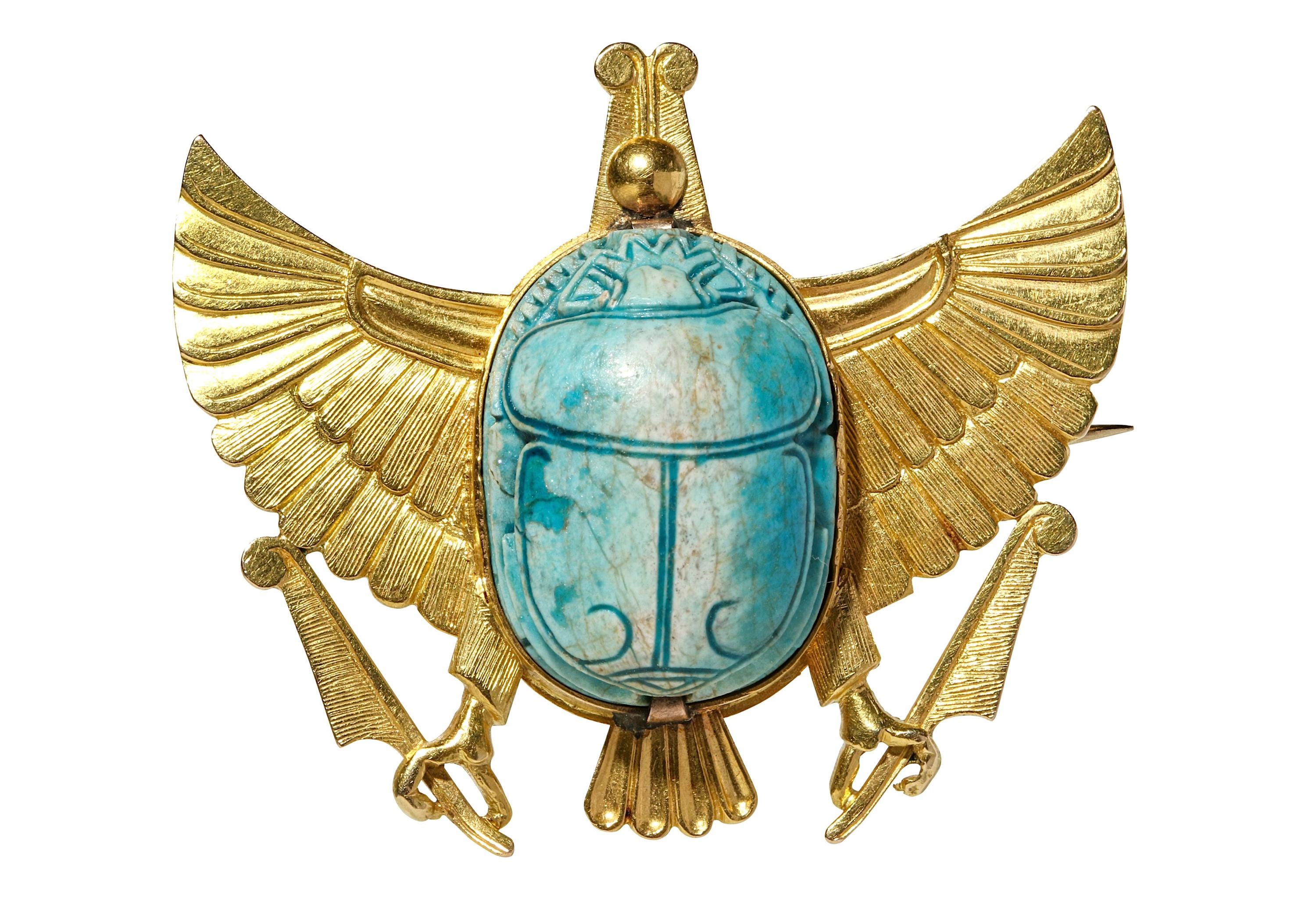 Pendentif Vintage égyptomanie Scarabée Bleu émaillé - Bijou Ancien En Métal Argenté