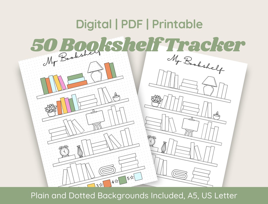 50 Book Bookshelf Challenge Tracker Printable PDF | Book Rating ...