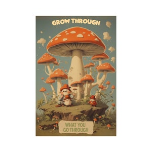 Impresión de pared de setas vintage, cita positiva, cartel vintage, cartel motivacional, impresión de pared de buenas vibraciones - impresión forestal