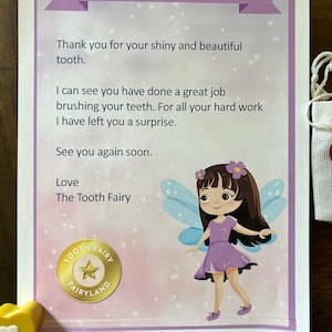 Carta del Hada de los Dientes, Recibo del Hada de los Dientes
