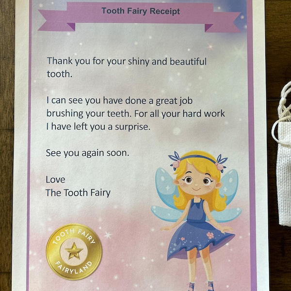 Tooth Fairy Letter, Printable Digital Download