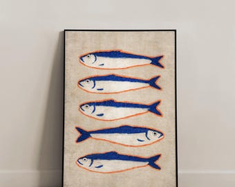 Vintage Sardines Art Print: Coastal Kitchen Decor (Digital Download)