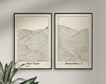 Japanese Waves Print Set: Vintage Mori Yuzan Art (Digital Download)