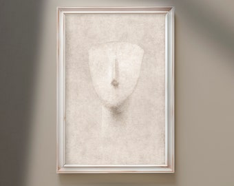 Cycladic Woman Portrait Print, Minimalist Greek Art (Digital Download)