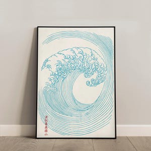 Vintage Japanese wave, Japanese poster, Hamonshu book, Mori Yuzan waves design, ocean wave Print, Waves Poster, Wabi Sabi, coastal wall art
