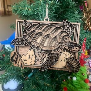 Meeresschildkröte Ornament | Schöne Meeresschildkröte Ornament | Ocean Themed Weihnachtsschmuck | Einzigartige Weihnachtsornamente | Personalisierbar