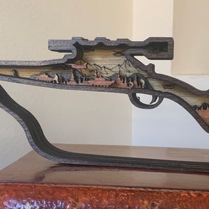 Military Rifle,  Multi-layered carved wood,  Veteran Decor, Military Decor, Army Rifle, Man Cave, Military Gifts, Veteran, Army