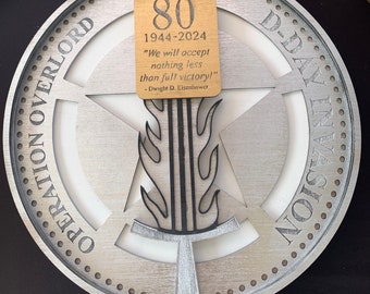 D-Day Coin,  Multi-layered carved wood,  Veteran Decor, Military Decor, Military Gifts, Veteran, Army, Operation Overlord, World War II