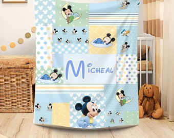 Couverture en peluche personnalisée Mickey pour bébé