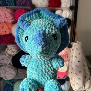 Crochet Triceratops Dinosaur Amigurumi Plush Toy