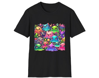 Playful Monster T-Shirt, Whimsical Creatures Graphic Tee, Fantasy Art Apparel