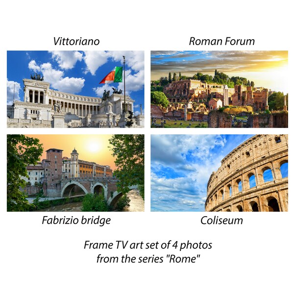 Frame TV art set of 4 photos from the series "Rome". Landmarks in Rome, Italian digital art. Wallpaper for Samsung Frame TV and 4k monitors