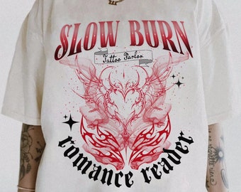 Slow Burn Romance Reader Comfort Colors Shirt - Bookish Tattoo Parlor Tee