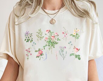 Subtelna lesbijska duma Oversized Comfort Colors Tee Subtelna duma WLW Sapphic Shirt Unisex Top Trendy Women Tee Floral Botanical Garden Gifts