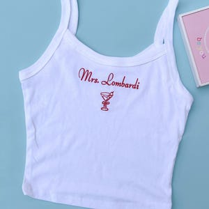 Custom Embroidered Martini Tank Spaghetti Strap Tank Top Personalized Women Cropped Ribbed Tank Top Custom Bride Bridal Party Custom Y2K Top