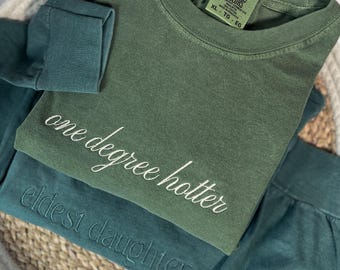 Embroidered Custom Comfort Colors Long Sleeve Tee Custom Your Text Embroidered Soft Long Sleeved Tee Personalized Text Long Sleeve Top
