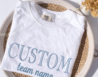 Custom Embroidered Varsity Team Name Sport College T-shirt Embroidery Embroidered Mascot Comfort Colors Tee Custom School Sports Team Shirt