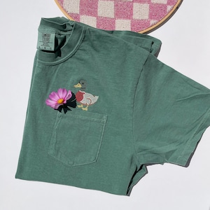 Embroidered Mallard Duck T-Shirt Vintage Cross-Stitch Comfort Colors Tee Vintage Goose Comfort Colors Shirt Geese Shirt Silly Shirt Meme Tee