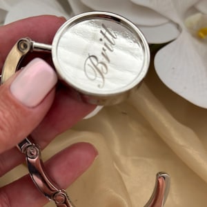 Personalized Purse Hook for Table: Engraved Folding Bag Hanger