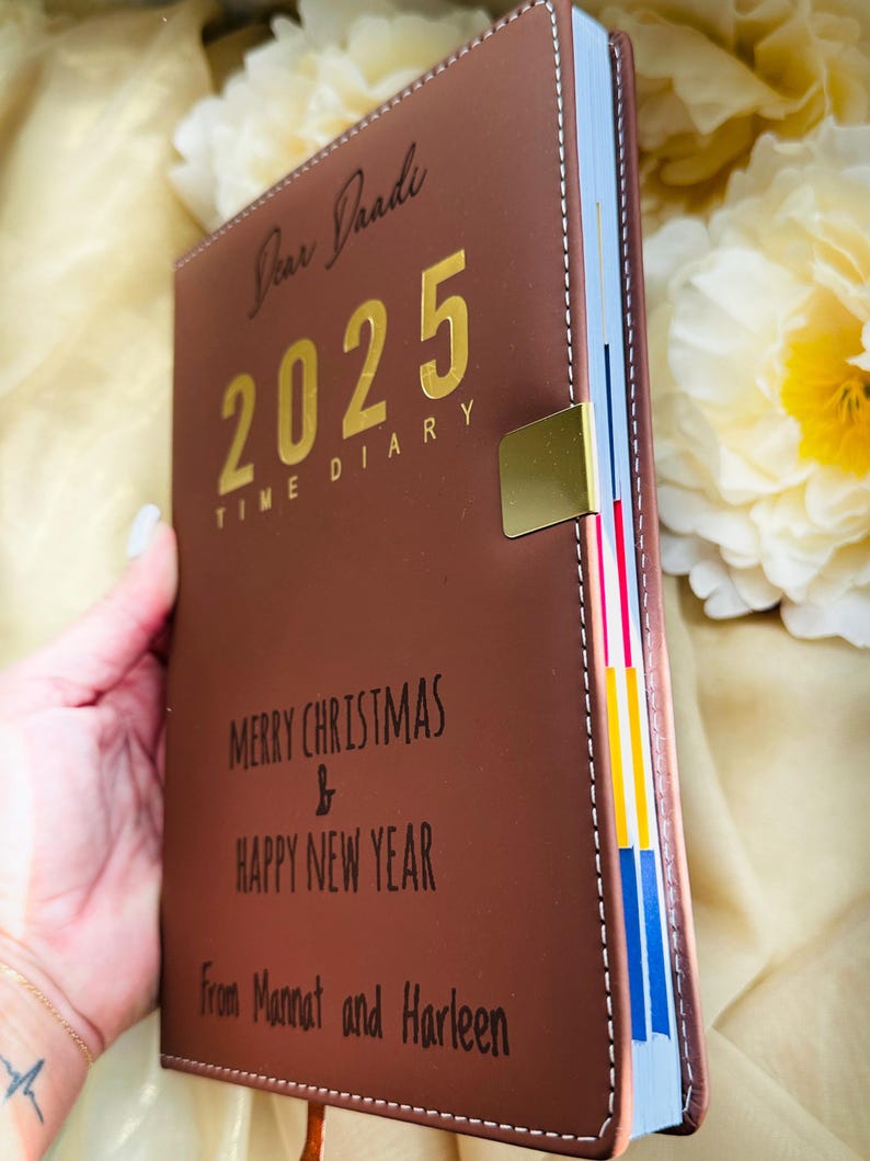 Custom Laser Engraved 2025 Planner: Personalized Faux Leather Notebook ...