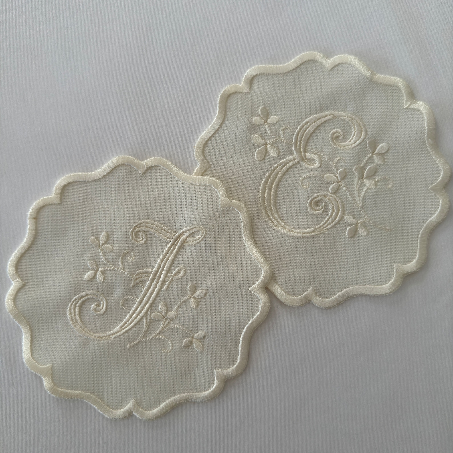 Monogrammed Linen Cocktail Napkins, Embroidered Wedding Decor