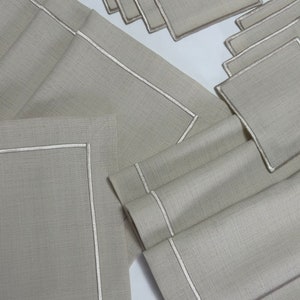 Embroidered Linen Napkins,Placemats and Napkins,Set of mink color placemats,Embroidered Napkins,Home Decor,Christmas Gift,Napkins for party