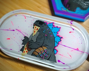 Godzilla eating Pizza Artisan Tray