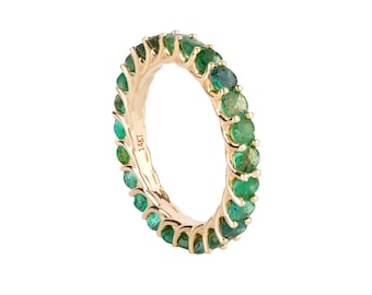 14K Yellow Gold Emerald Ring by Veolin Jewelry
