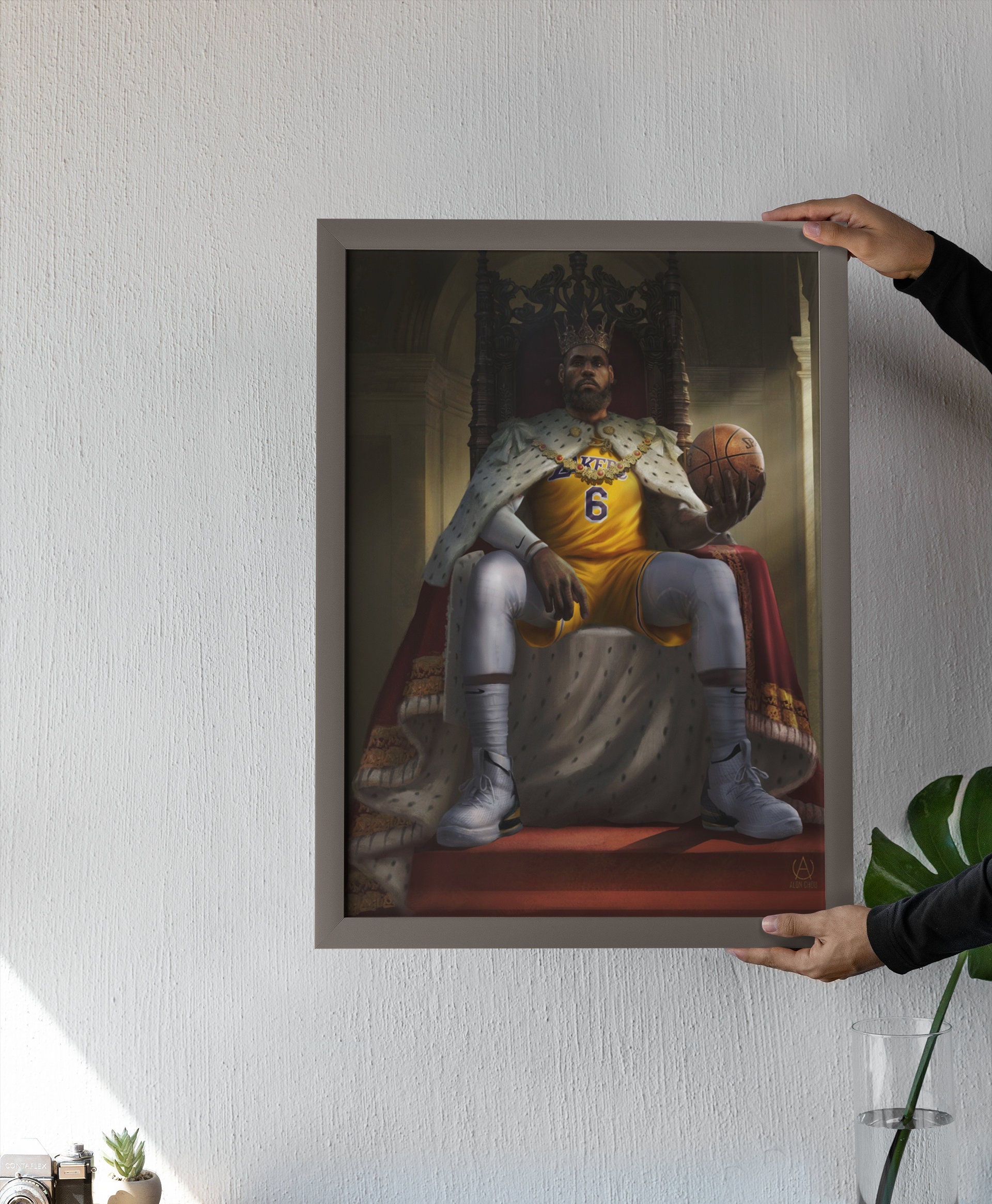 Lebron James King With Crown Portrait Fan Art Painting Style Digital Image  .PNG File 