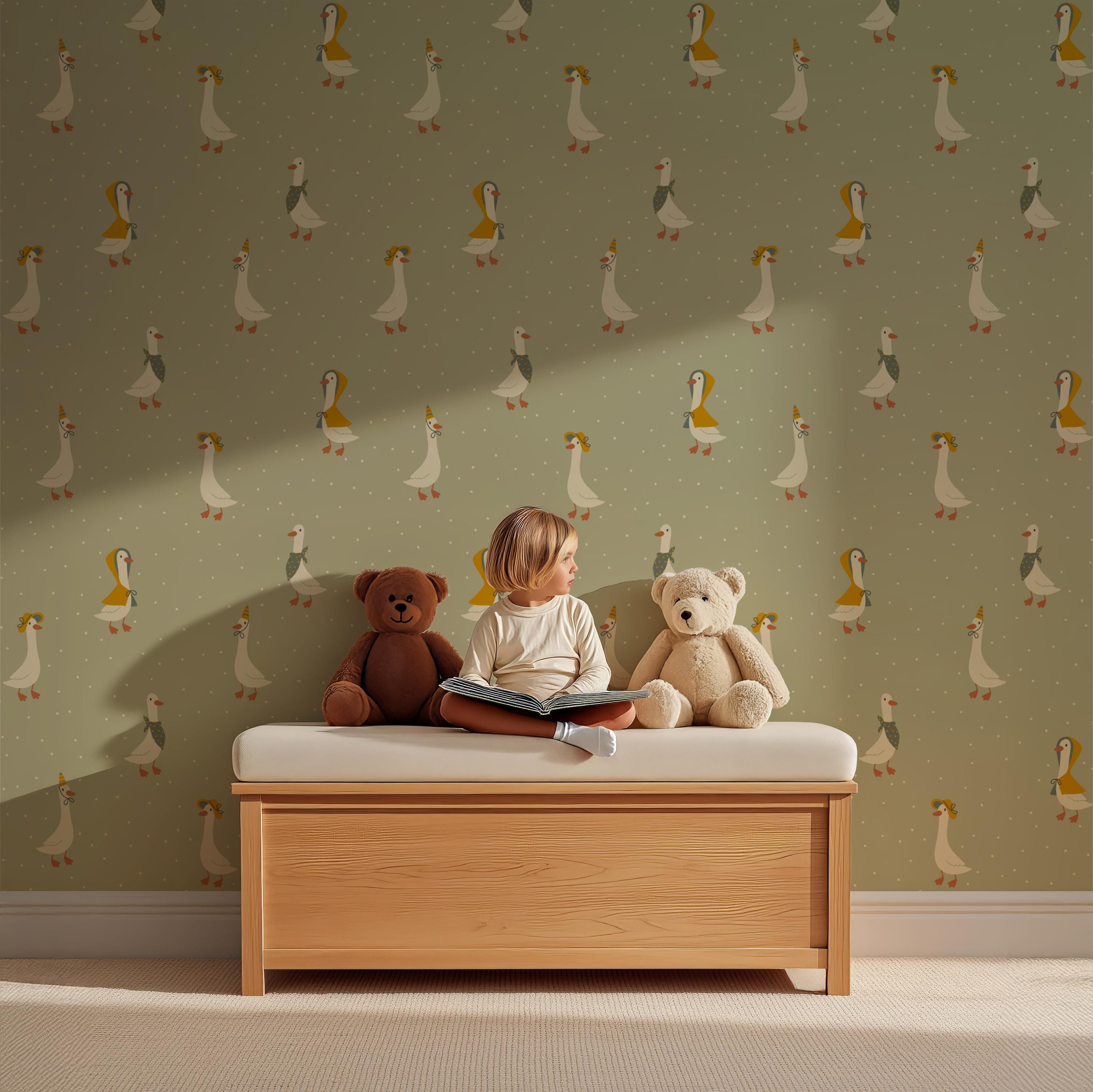 Silly Goose Peel and Stick Wallpaper: Whimsical Gender Neutral Nursery ...