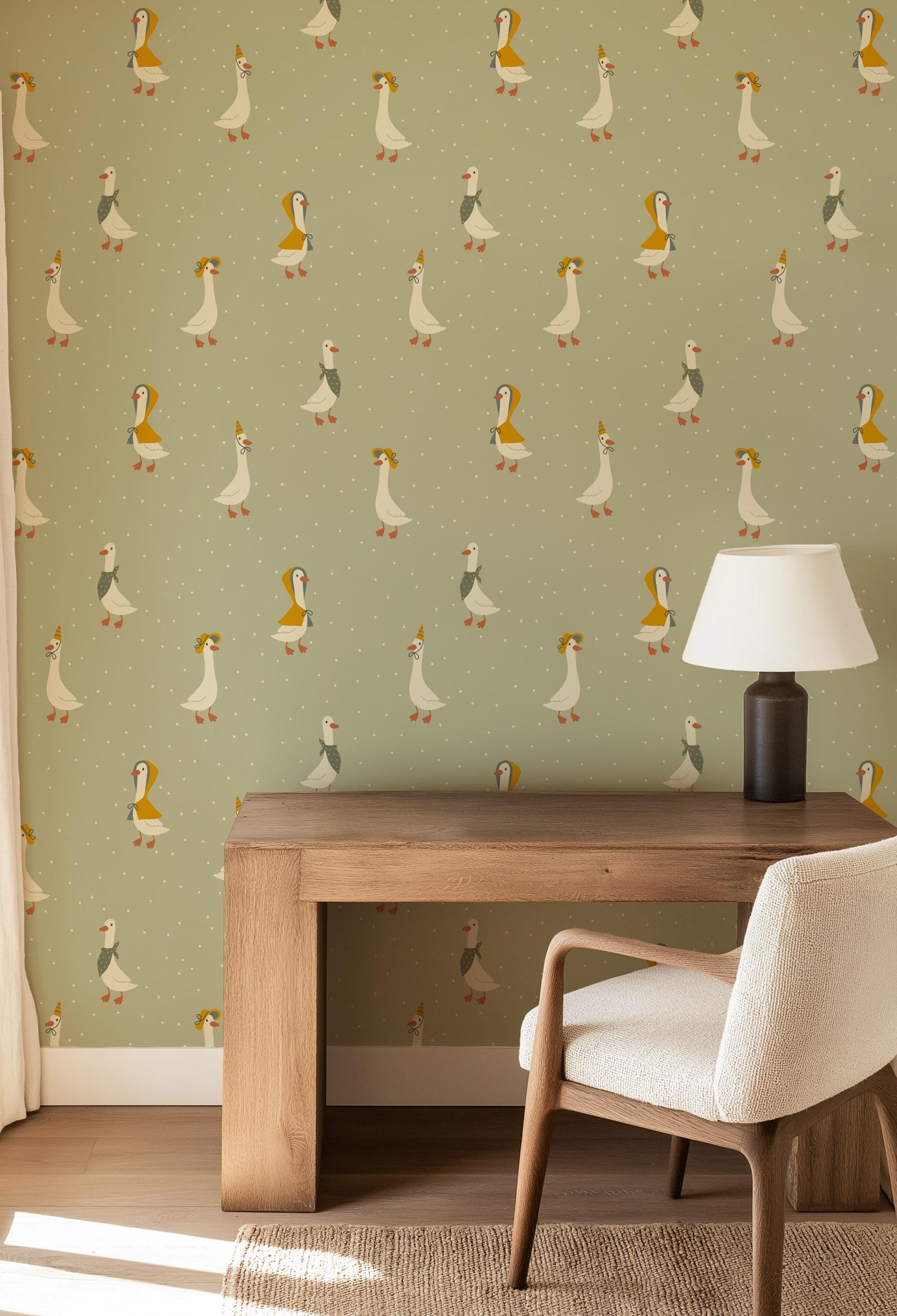 Silly Goose Peel and Stick Wallpaper: Whimsical Gender Neutral Nursery ...