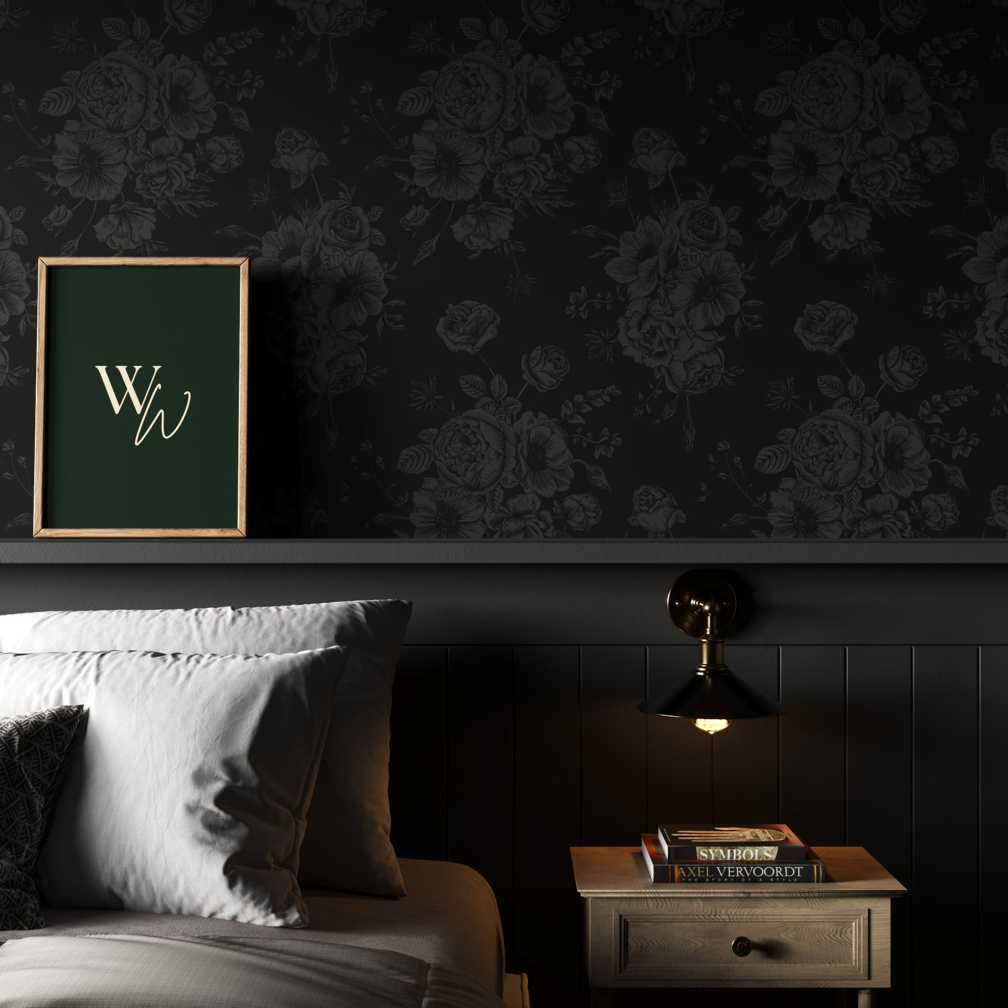 Subtle Black Floral Gothic Wallpaper | Luxury Dark Grey Flower Peel ...