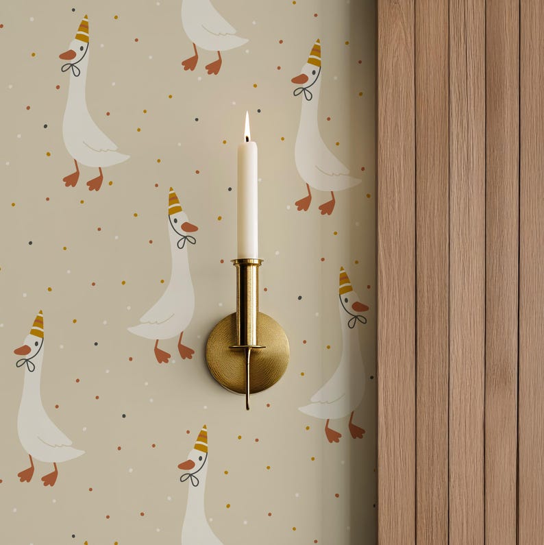 Beige Silly Goose Nursery Wallpaper: Confetti Polka Dot Peel and Stick ...