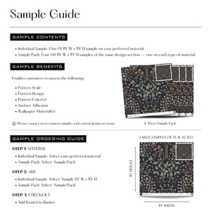 This is an image of the Sample Guide, which provides comprehensive information about our samples. We offer individual samples and a 4-piece sample pack.