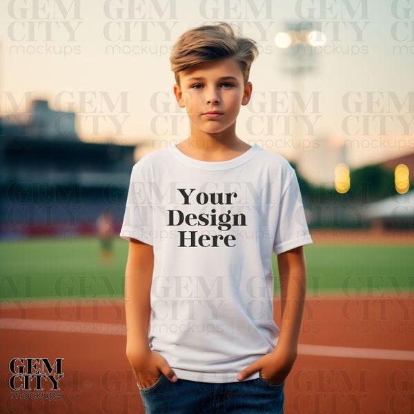 Baseball Mockup, Sports Mockup, Boy Mockup, Youth Mockup, Boy Tee Mockup, White Shirt Mockup, Uniform Mockup, Athlete Mockup, Baseball Tee