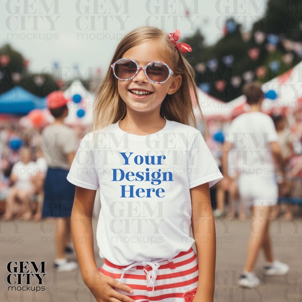 Girl Mockup, Summer Mockup, Fourth of July Mockup, 4th of July, Patriotic Mockup, USA Mockup, Kid Mockup, Child Mockup, Memorial Day