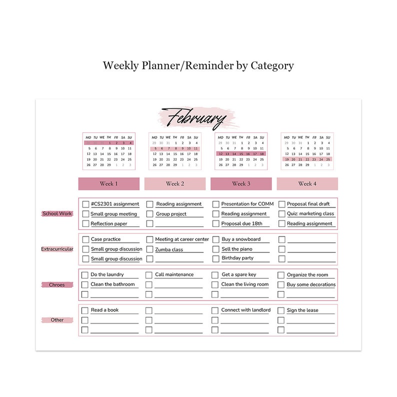 Task For Next Week All Purpose Weekly Planner Template 2024: Family/roommate/house Chores ...