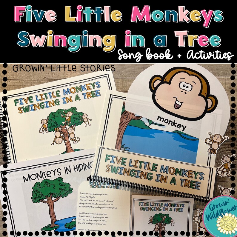 5 Little Monkeys Swinging in a Tree Song Pack Etsy