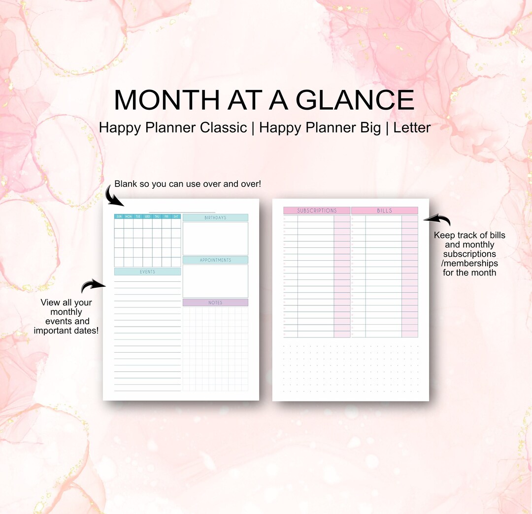 Month at A Glance, Monthly Overview, Important Dates, Monthly Calendar ...