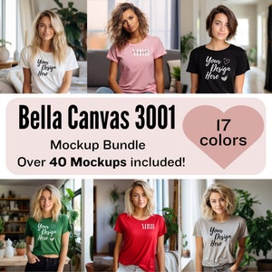Bella Canvas 3001 Tshirt Mockup Bundle | 3001 Shirt Mock-up Bundle | Neutral Casual Simple Bella Canvas T-Shirt Mockups