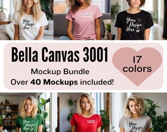 Bella Canvas 3001 Tshirt Mockup Bundle | 3001 Shirt Mock-up Bundle | Neutral Casual Simple Bella Canvas T-Shirt Mockups